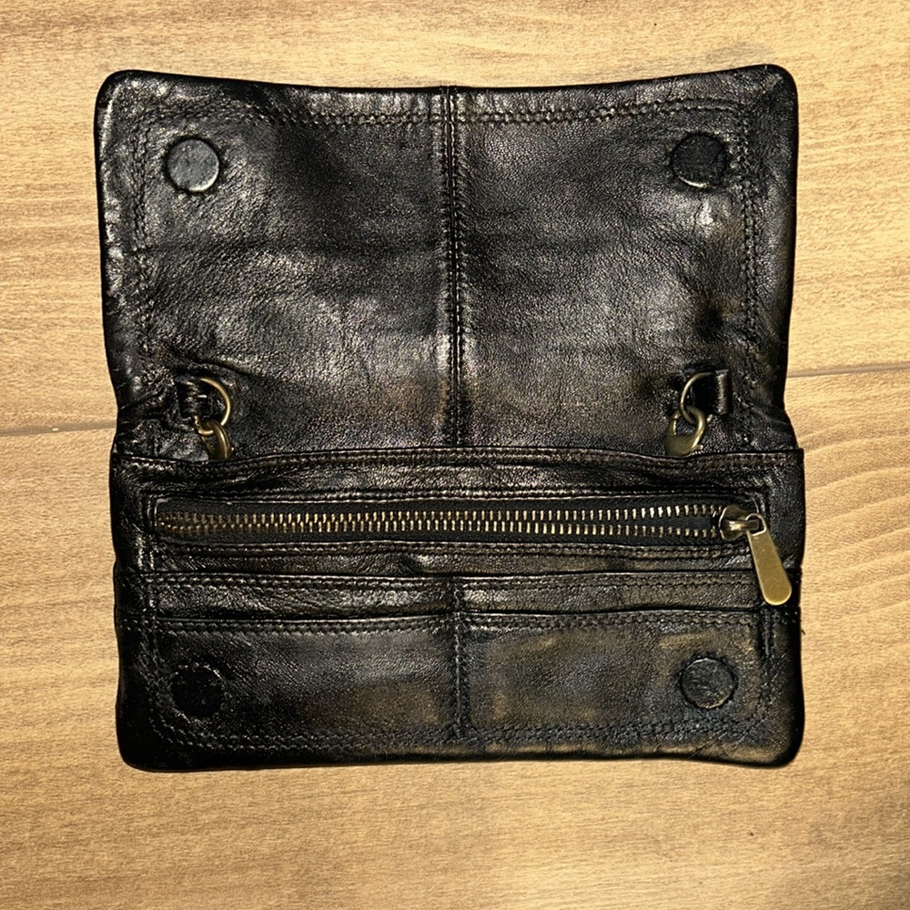 BDG Elegant Black small genuine Leather Crossbody Bag, clutch minimalist - Picture 15 of 17